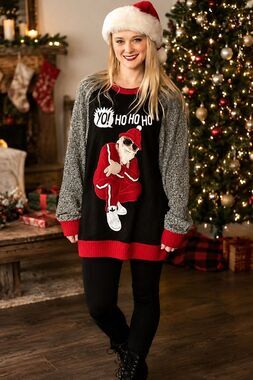 Buckle Ugly Christmas Sweater Yo! Ho Ho Ho Santa Graphic Unisex Large